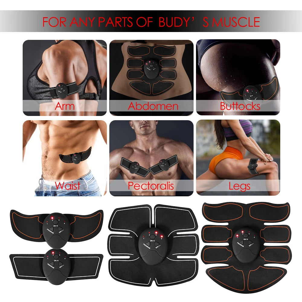 6 Modes EMS Abdominal Muscle Stimulator Hip Arms Abs Trainer Electric Stimulator Home Gym Muscle Toner Slimming Massager