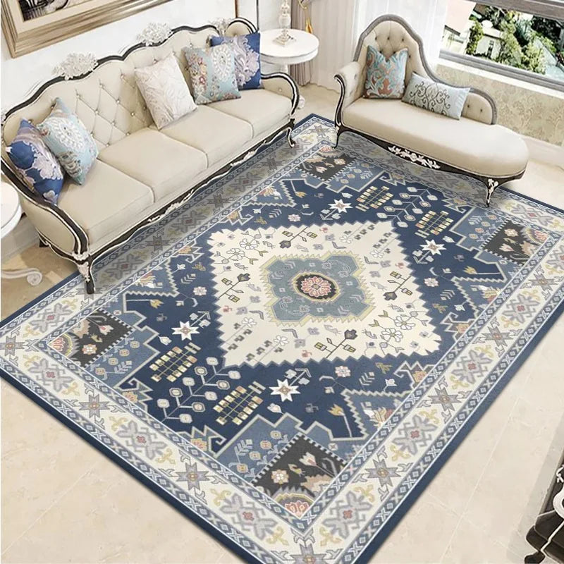 VIKAMA Bohemian Vintage Crystal Flocking Carpet Large Area Living Room Mat Bedroom Office Prayer Rug Muslim Prayer Home Decor