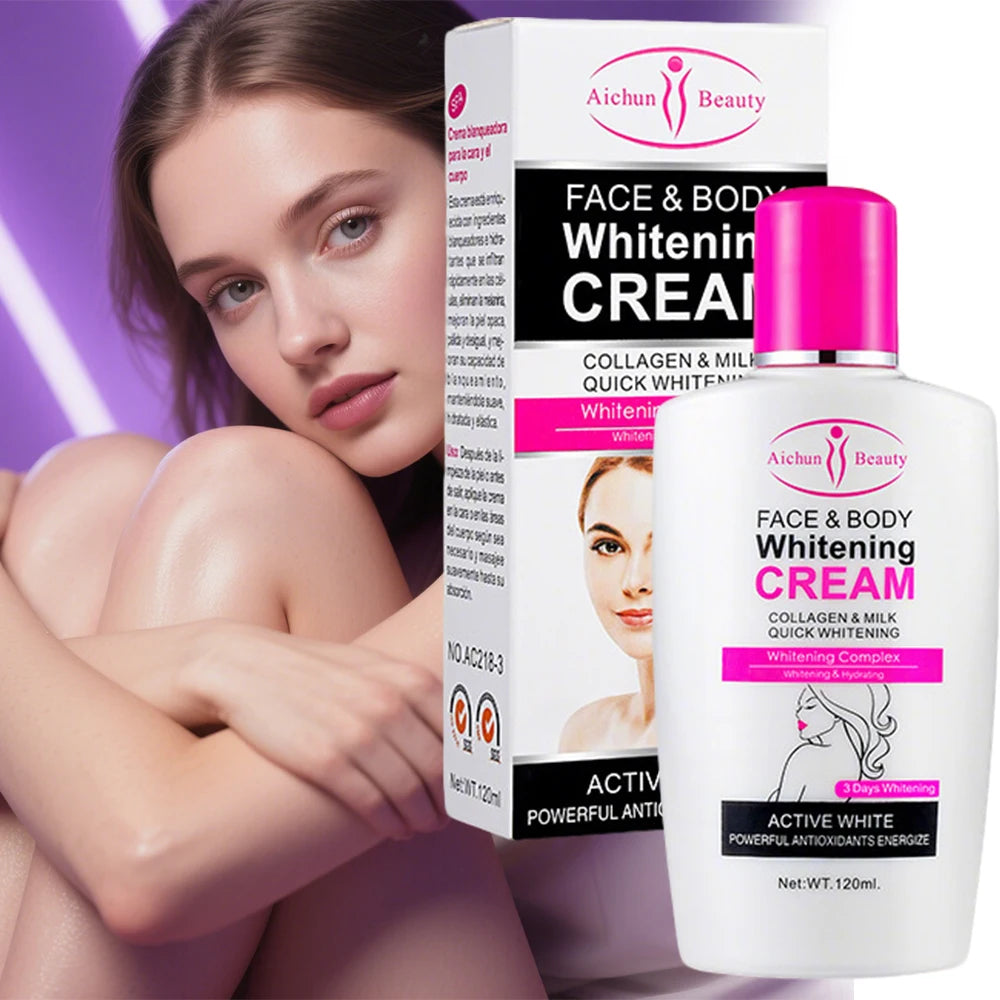 Collagen Milk Body Face Whitening Cream Dark Skin Bleaching Skin Care Body Leg Arm Lightening Smooth Moisturizing Body Lotion