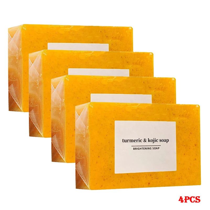 1/2/4/6Pcs Turmeric Kojic Acid Handmade Soap Scrub for Exfoliation, Moisturizing, Deep Cleansing, Spot Removal, Acne Removal