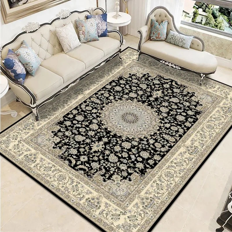VIKAMA Bohemian Vintage Crystal Flocking Carpet Large Area Living Room Mat Bedroom Office Prayer Rug Muslim Prayer Home Decor