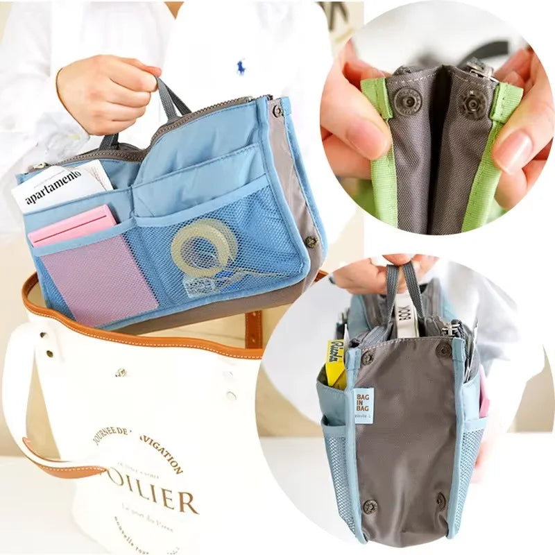 Multi Functional Storage with Thickened Double Zippers Hand-held for Toiletries Cosmetics Storage and Organizing Bag Middle Bag