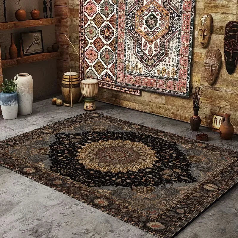Persian American Retro Carpet Large Area Living Room Decoration Home Ethnic Style Bedroom Rug Cloakroom Lounge Soft Mat Washable