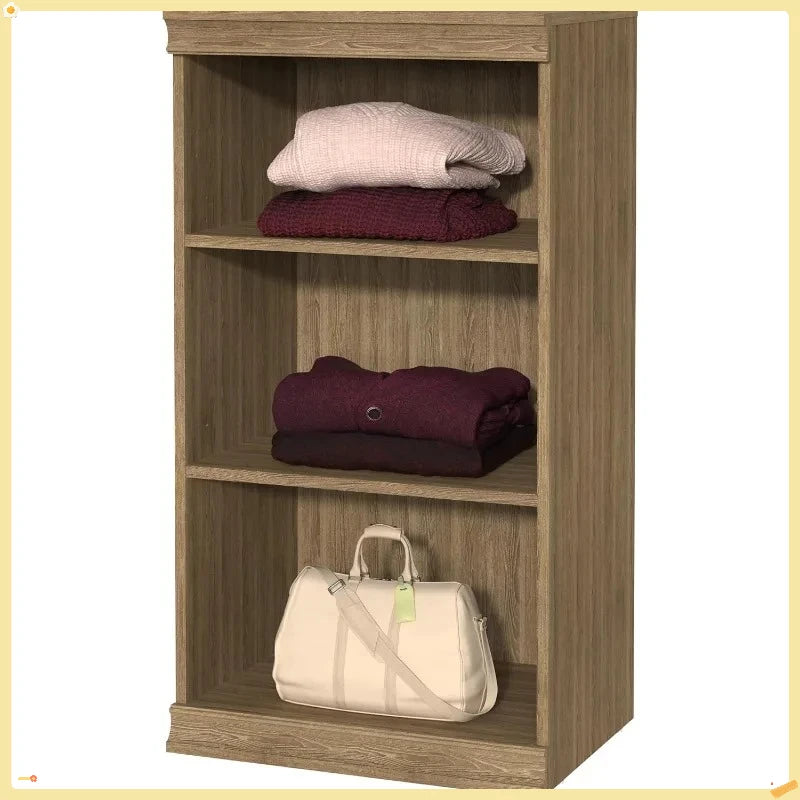 Modular 3-Tier Shelving Unit, Stackable Storage Rack for Living Room, Office, Garage, Sand Color, 15.91"D x 21.38"W x 40.29"H