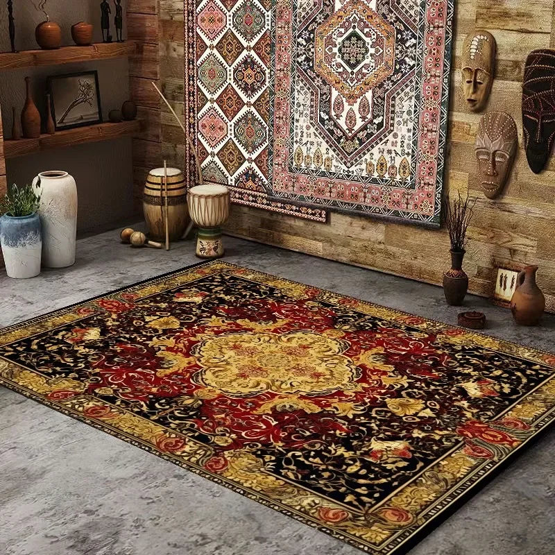 Persian American Retro Carpet Large Area Living Room Decoration Home Ethnic Style Bedroom Rug Cloakroom Lounge Soft Mat Washable