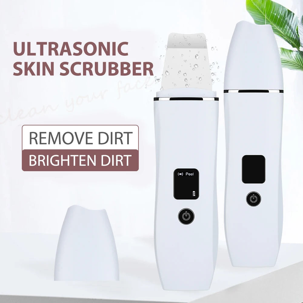 Ultrasonic Skin Scrubber Peeling Blackhead Remover Machine EMS Deep Face Cleaning Ultrasonic Ion Acne Pore Cleaner Facial Shovel