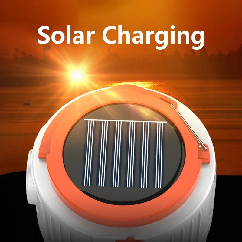 Solar Camping Light Portable Power Bank LED 6 Gears Rechargeable Remote Flashlight Outdoor BBQ Tents Hanging Emergency Lantern