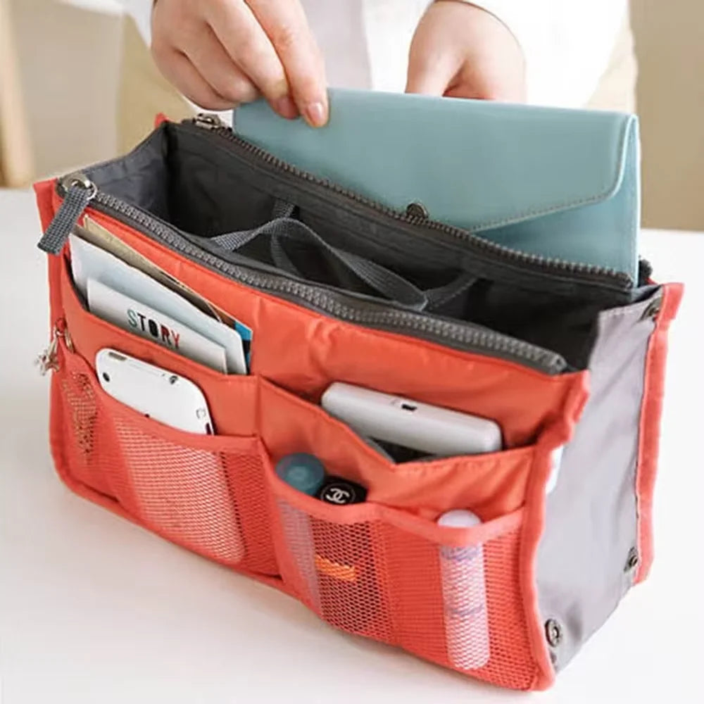 Multi Functional Storage with Thickened Double Zippers Hand-held for Toiletries Cosmetics Storage and Organizing Bag Middle Bag
