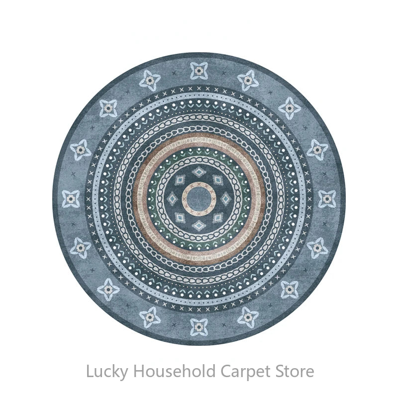 Morocco Round Carpet Lounge Chair Area Rug Soft Non-slip Light Color Living Room Decoration Carpets Washable Cloakroom Floor Mat