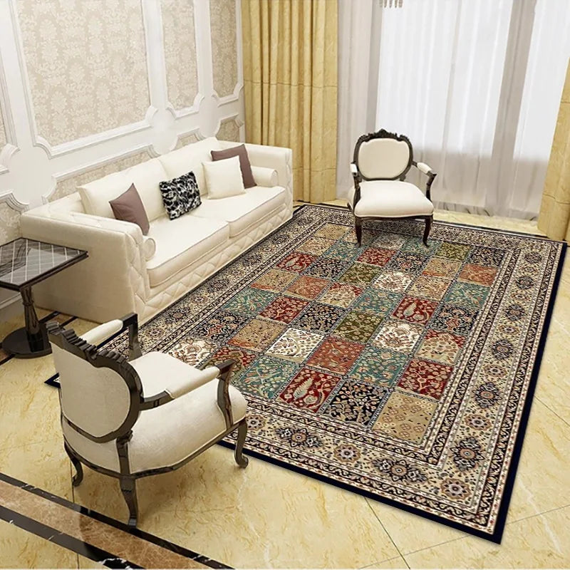 VIKAMA Bohemian Vintage Crystal Flocking Carpet Large Area Living Room Mat Bedroom Office Prayer Rug Muslim Prayer Home Decor
