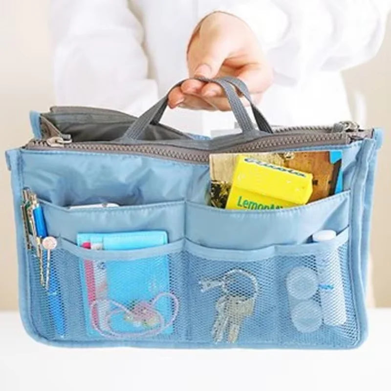Multi Functional Storage with Thickened Double Zippers Hand-held for Toiletries Cosmetics Storage and Organizing Bag Middle Bag
