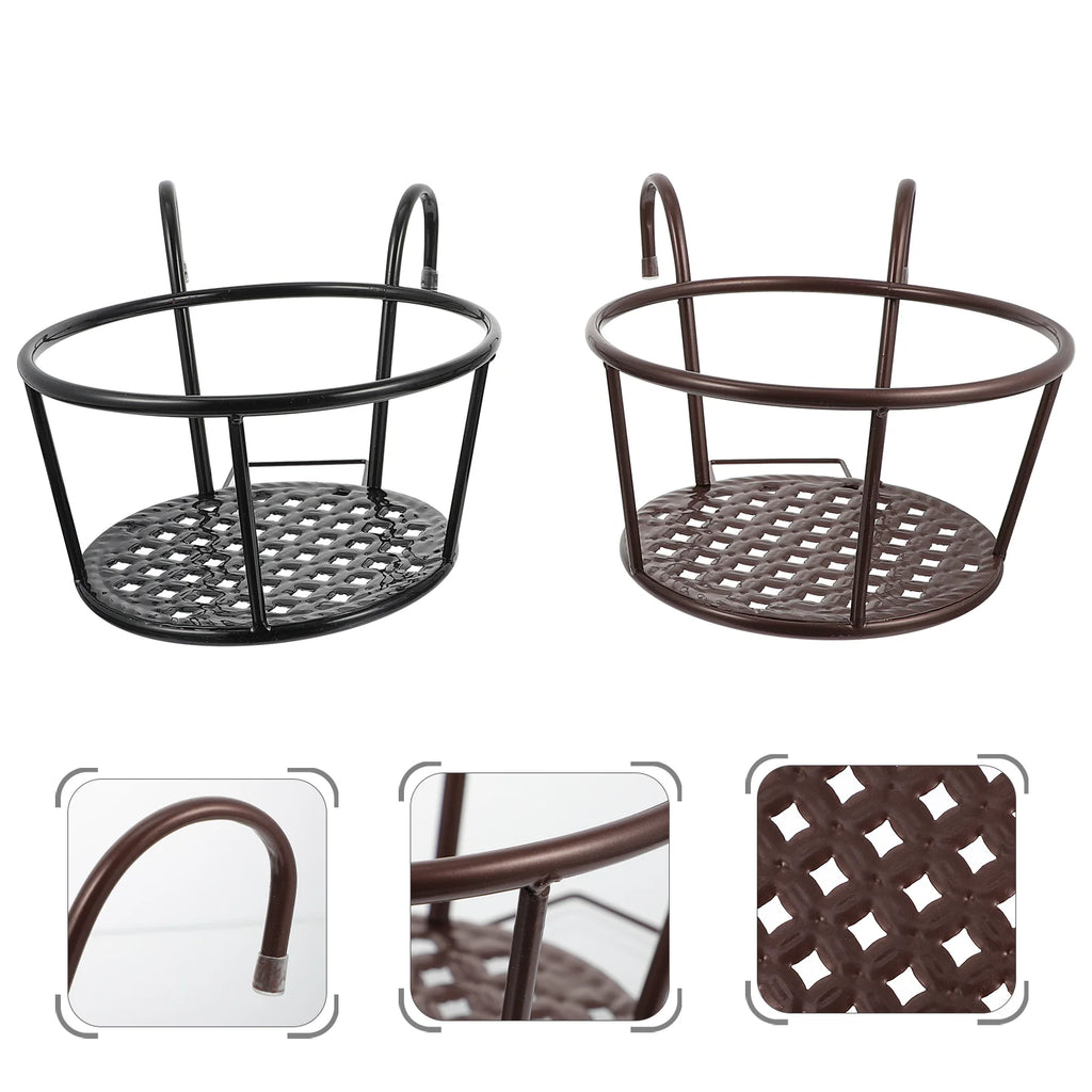 2 Pcs Iron Flower Pot Stand Wall Hanging Balcony Planter Rack Potted Holder Dorm Plant Shelf Home Furniture Outdoor Garden Decor