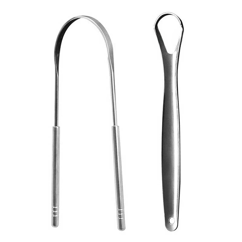 2Pcs Tongue Scraper Stainless Steel Tongue Cleaner Oral Care Hygiene Scraper Dental Oral Care Hygiene Health Care Tool
