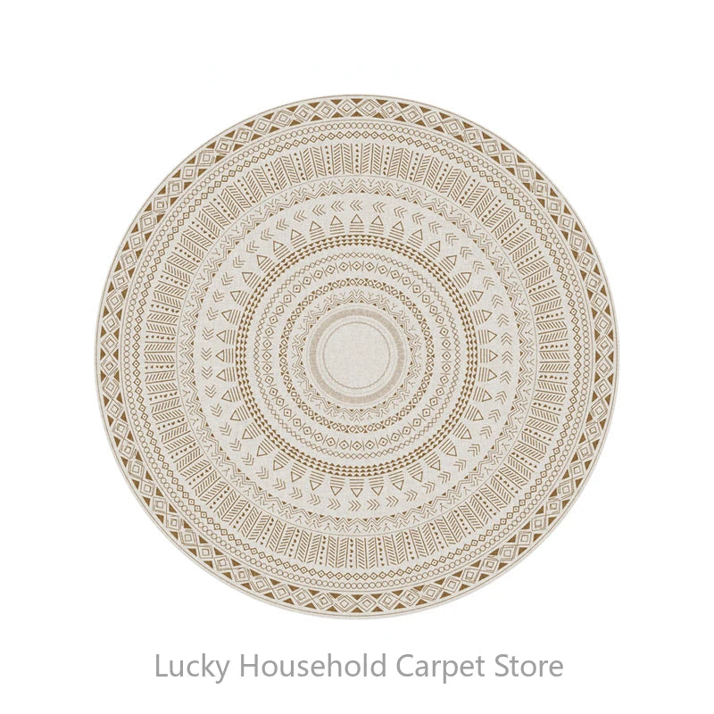 Morocco Round Carpet Lounge Chair Area Rug Soft Non-slip Light Color Living Room Decoration Carpets Washable Cloakroom Floor Mat
