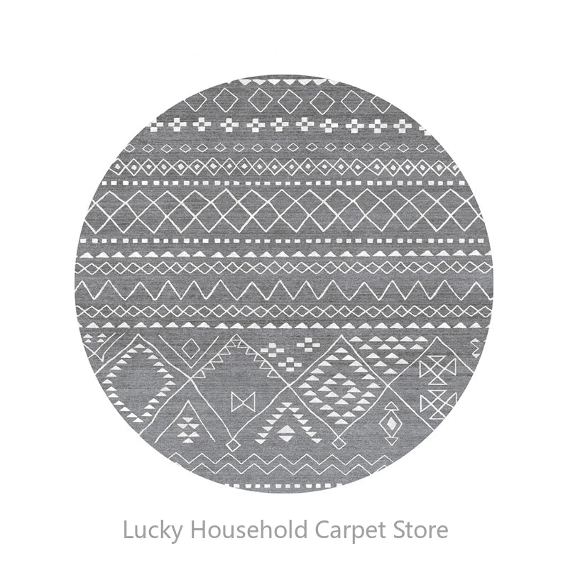 Morocco Round Carpet Lounge Chair Area Rug Soft Non-slip Light Color Living Room Decoration Carpets Washable Cloakroom Floor Mat