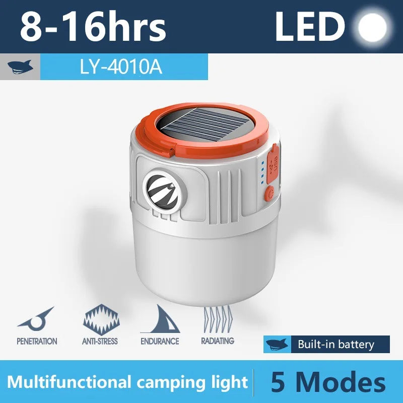 Solar Camping Light Portable Power Bank LED 6 Gears Rechargeable Remote Flashlight Outdoor BBQ Tents Hanging Emergency Lantern