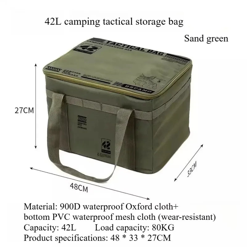 42L Large Capacity Camping Cooler Bag Thermal Insulation Folding Storage Box Picnic Tote Outdoor Gear