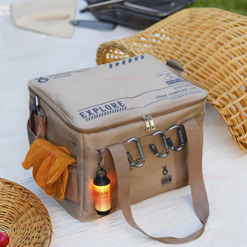 42L Large Capacity Camping Cooler Bag Thermal Insulation Folding Storage Box Picnic Tote Outdoor Gear