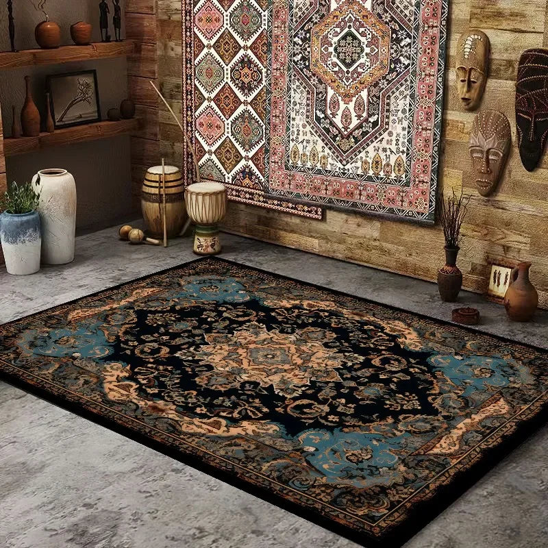 Persian American Retro Carpet Large Area Living Room Decoration Home Ethnic Style Bedroom Rug Cloakroom Lounge Soft Mat Washable