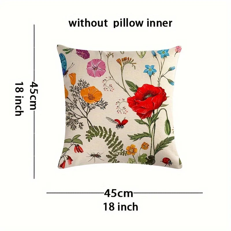 Outdoor Patio Throw Pillow Covers Summer Spring Garden Flowers Farmhouse Décor Outside Furniture Swing  Decorative Cushion Cases