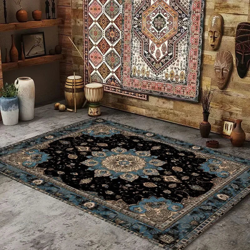 Persian American Retro Carpet Large Area Living Room Decoration Home Ethnic Style Bedroom Rug Cloakroom Lounge Soft Mat Washable