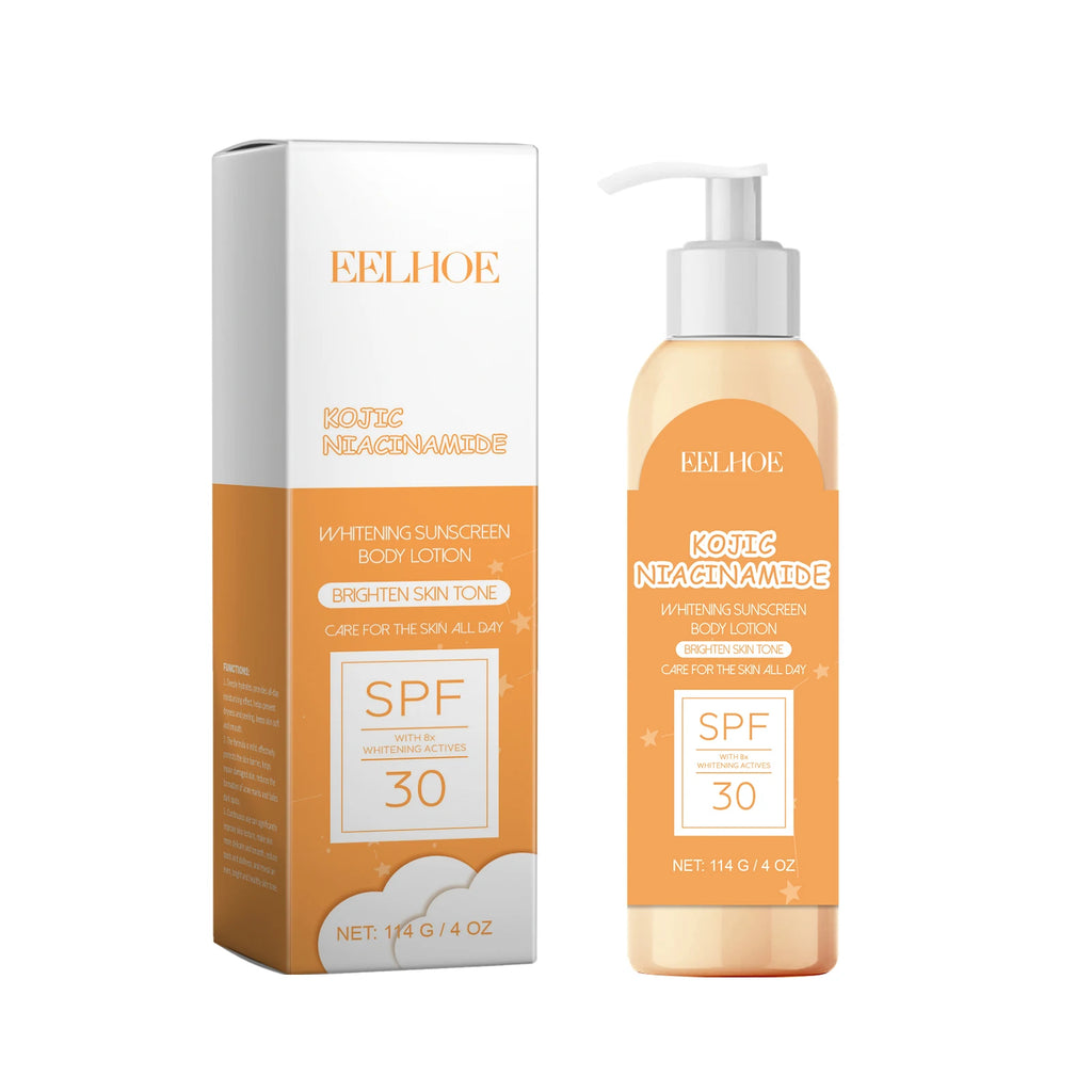 Kojic Acid Body Lotion SPF 30+ Sun Cream UV Protection Refreshing Moisturizing Body Skin Care Niacinamide Brighten Body Lotion