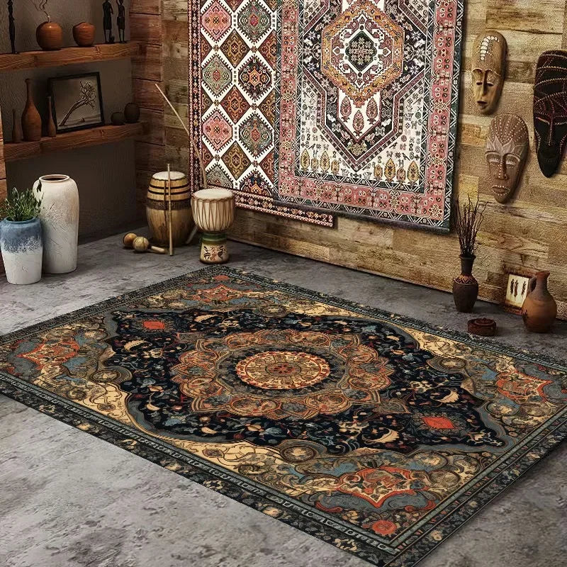 Persian American Retro Carpet Large Area Living Room Decoration Home Ethnic Style Bedroom Rug Cloakroom Lounge Soft Mat Washable