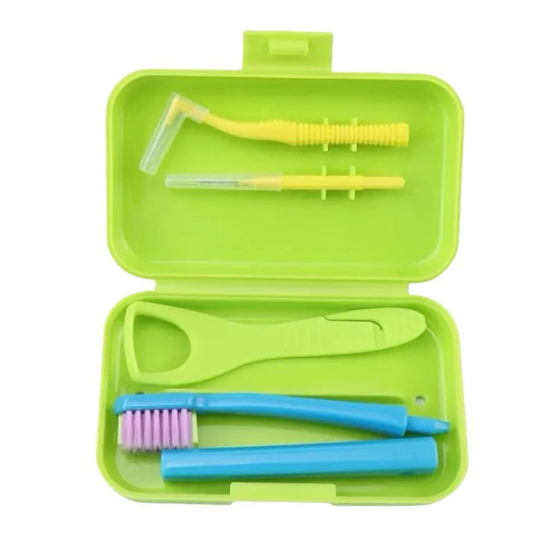 Dental Cleaning Care Kits Orthodontic Oral Care Brush Tongue Scraper Interdental Brush Travel Set Portable Clean Hygiene Case