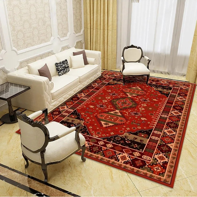 VIKAMA Bohemian Vintage Crystal Flocking Carpet Large Area Living Room Mat Bedroom Office Prayer Rug Muslim Prayer Home Decor