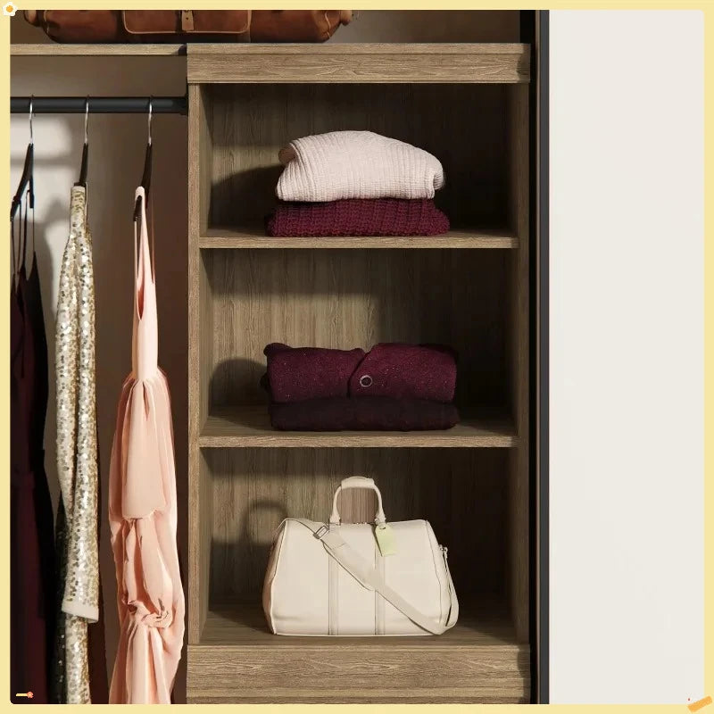 Modular 3-Tier Shelving Unit, Stackable Storage Rack for Living Room, Office, Garage, Sand Color, 15.91"D x 21.38"W x 40.29"H