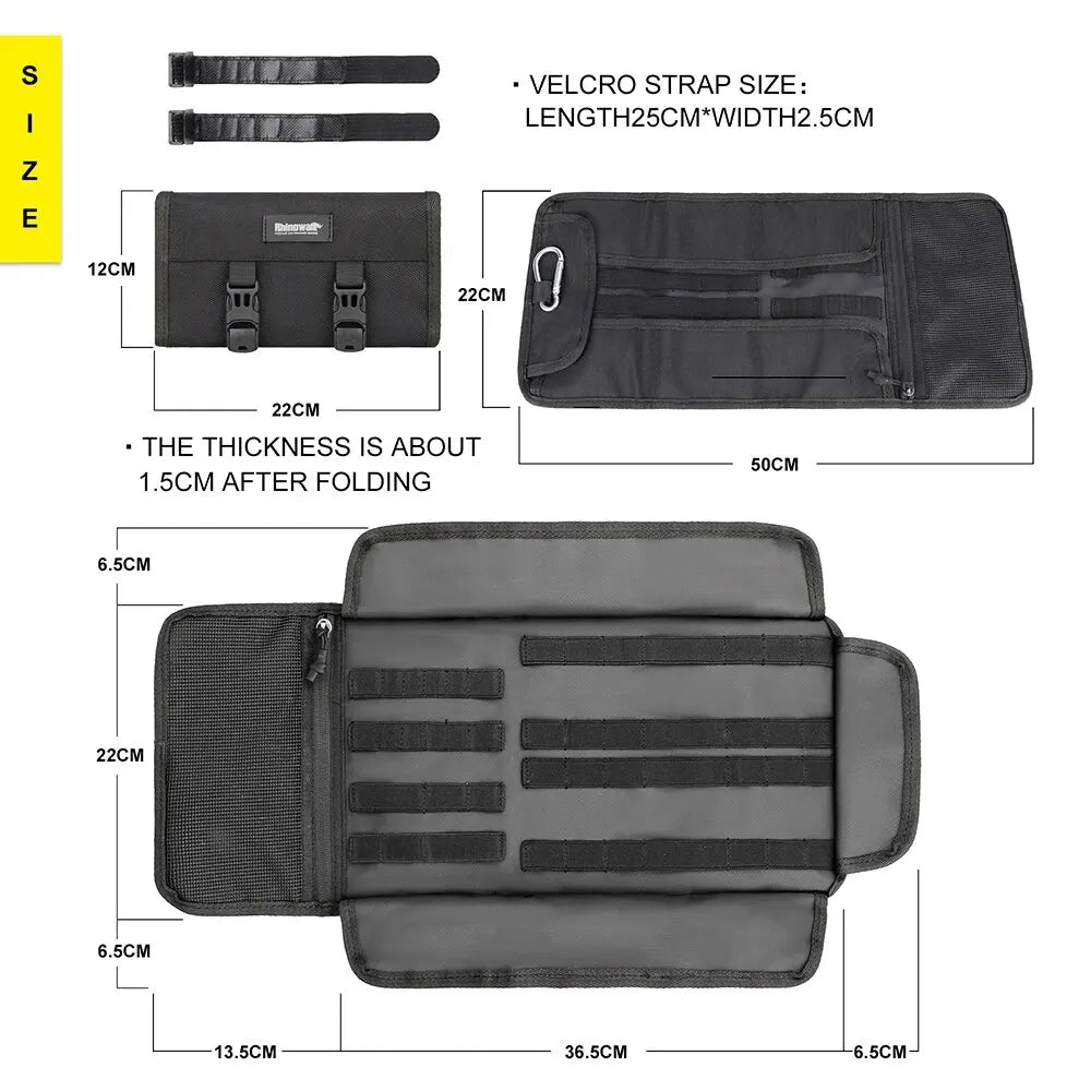 Rhinowalk Motorcycle Tool Roll Bag Portable Motor Saddlebags Side Tool Storage Bag Pouch Outdoor Travel Repair Working Tool