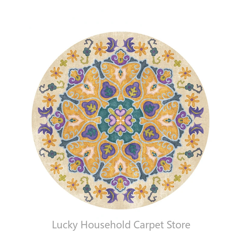 Morocco Round Carpet Lounge Chair Area Rug Soft Non-slip Light Color Living Room Decoration Carpets Washable Cloakroom Floor Mat