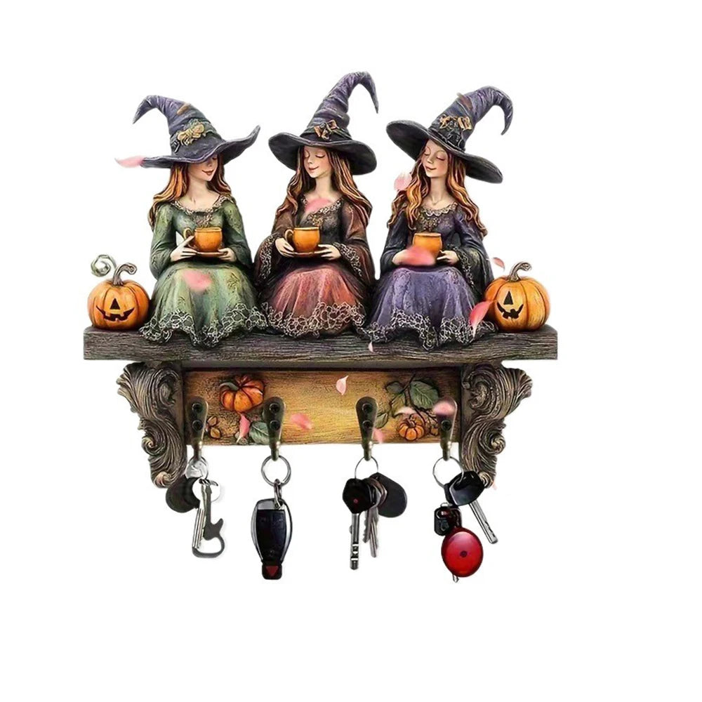 Bohemian Witch Wooden Keys Holder Wall Decoration Accessories Hook Vintage Outdoor Garden Flat Recycled Wall-Mounted Decor