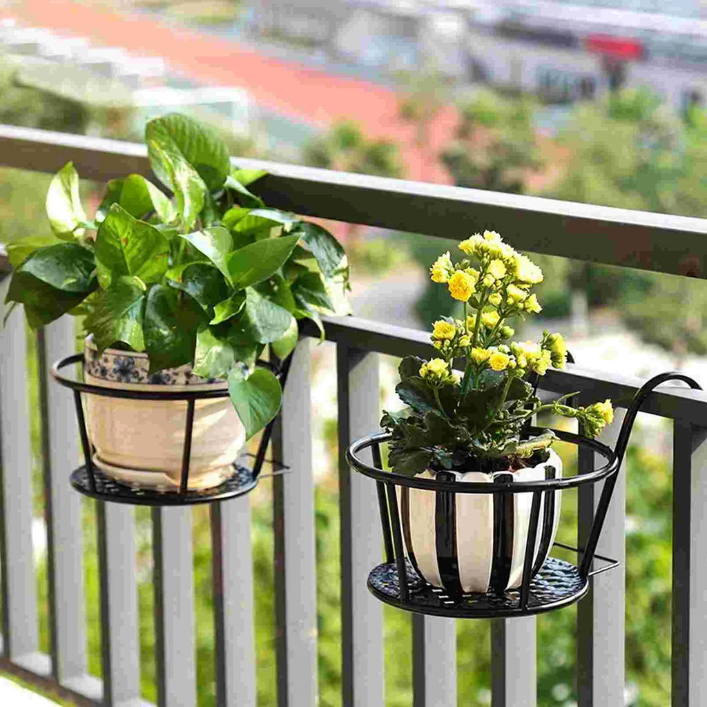 2 Pcs Iron Flower Pot Stand Wall Hanging Balcony Planter Rack Potted Holder Dorm Plant Shelf Home Furniture Outdoor Garden Decor