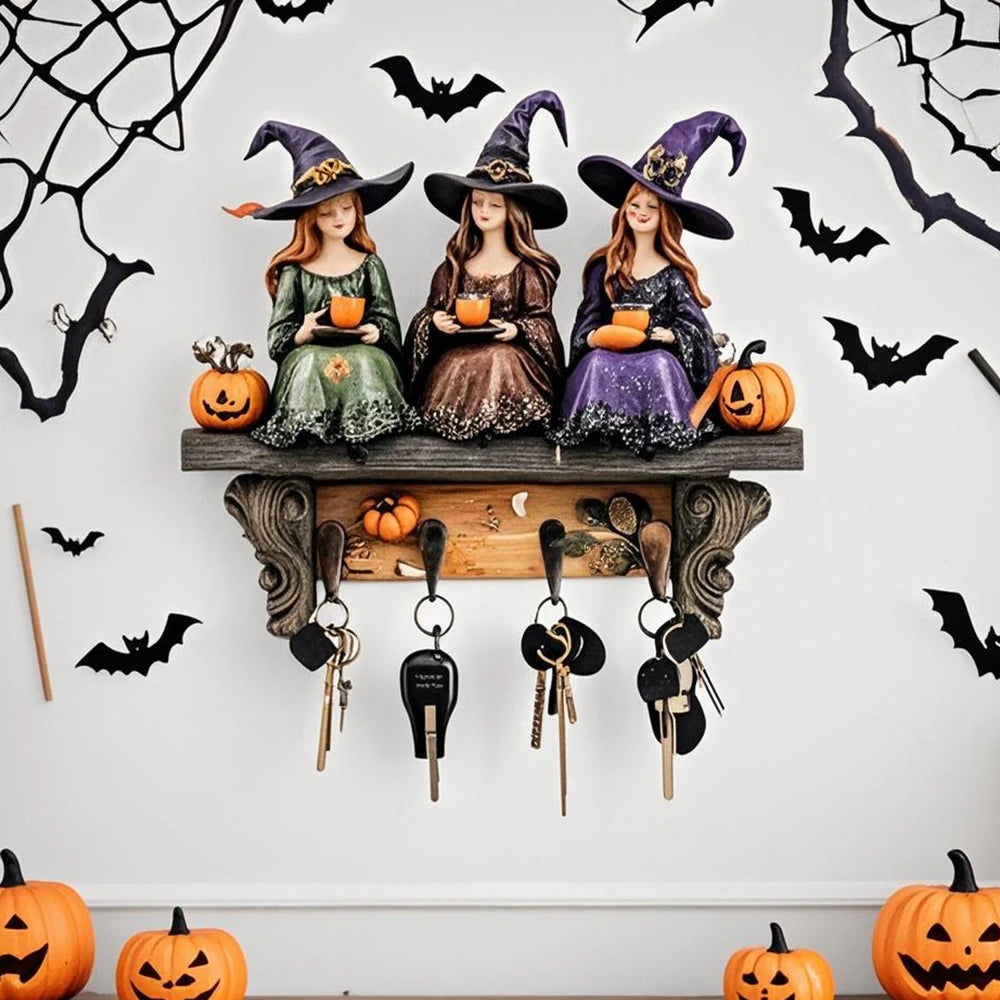 Bohemian Witch Wooden Keys Holder Wall Decoration Accessories Hook Vintage Outdoor Garden Flat Recycled Wall-Mounted Decor