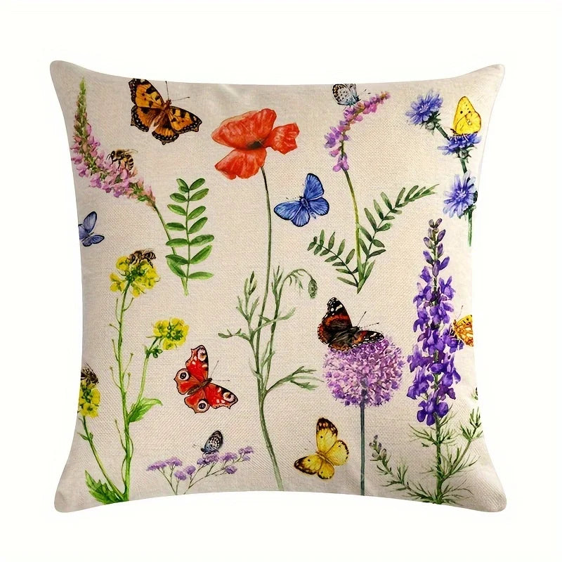 Outdoor Patio Throw Pillow Covers Summer Spring Garden Flowers Farmhouse Décor Outside Furniture Swing  Decorative Cushion Cases