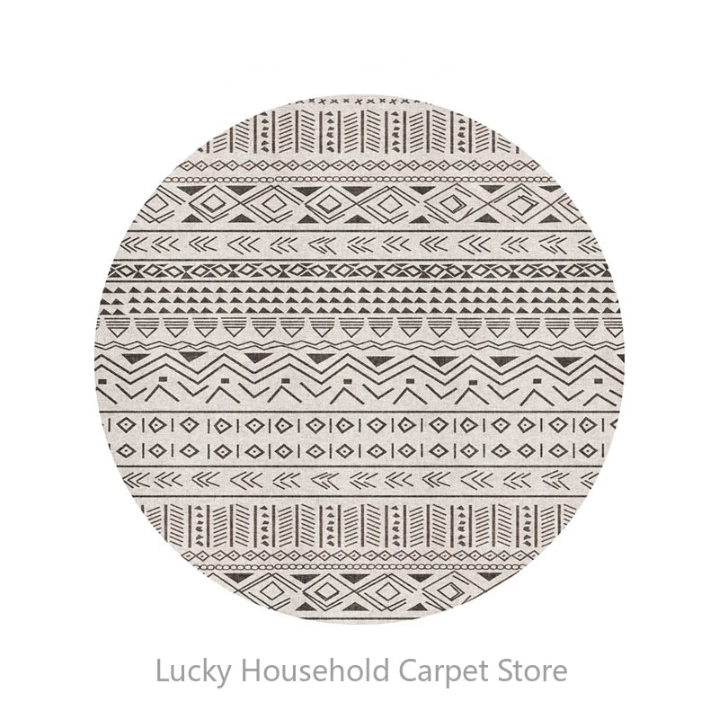 Morocco Round Carpet Lounge Chair Area Rug Soft Non-slip Light Color Living Room Decoration Carpets Washable Cloakroom Floor Mat