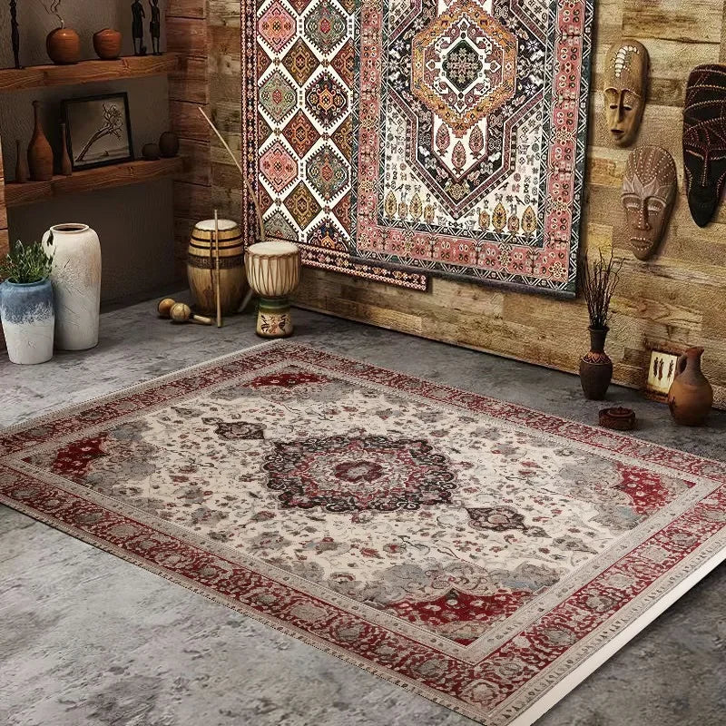 Persian American Retro Carpet Large Area Living Room Decoration Home Ethnic Style Bedroom Rug Cloakroom Lounge Soft Mat Washable