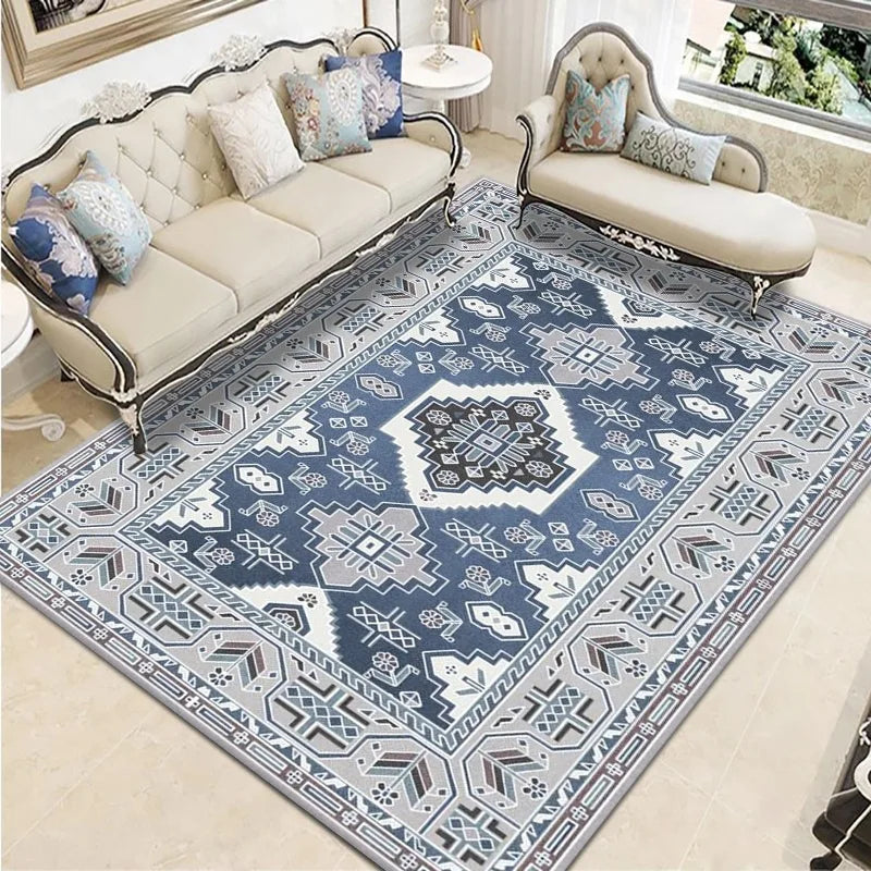 VIKAMA Bohemian Vintage Crystal Flocking Carpet Large Area Living Room Mat Bedroom Office Prayer Rug Muslim Prayer Home Decor
