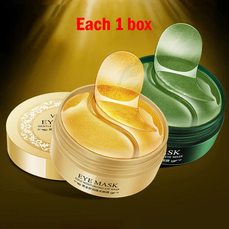 60pcs/box Gold Collagen Eye Mask Anti Dark Circles Eye Bags Moisturizing Firming Eye Patches Eyes Skin Care Products