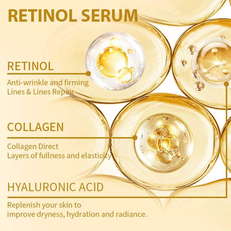 Wrinkle Removal Retinol Serum  Facial Serum Rejuvenation Lift Firming Anti-aging Whitening Invisible Pores Beauty Skin Care