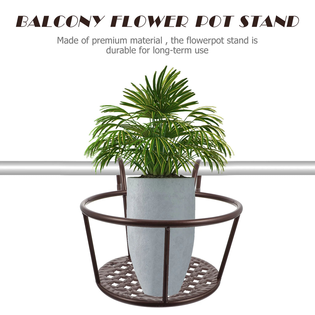 2 Pcs Iron Flower Pot Stand Wall Hanging Balcony Planter Rack Potted Holder Dorm Plant Shelf Home Furniture Outdoor Garden Decor