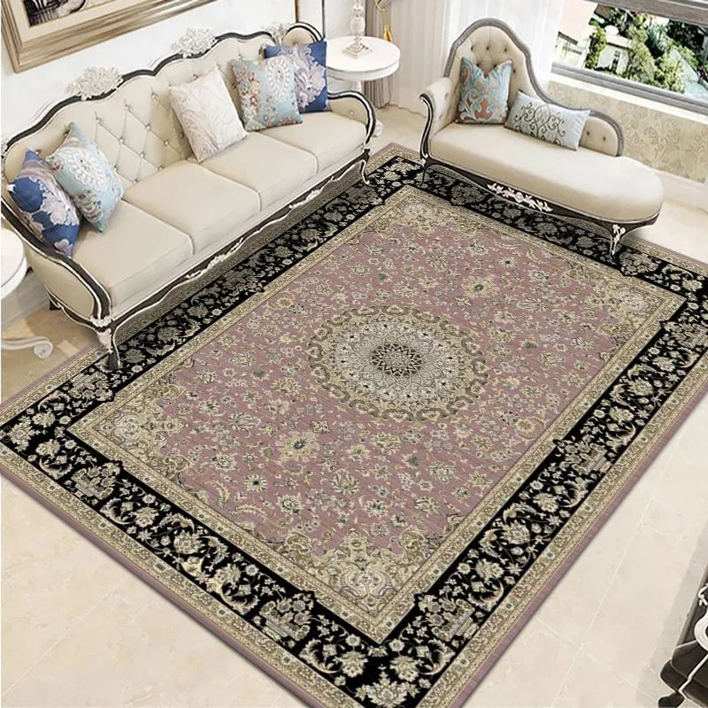 VIKAMA Bohemian Vintage Crystal Flocking Carpet Large Area Living Room Mat Bedroom Office Prayer Rug Muslim Prayer Home Decor