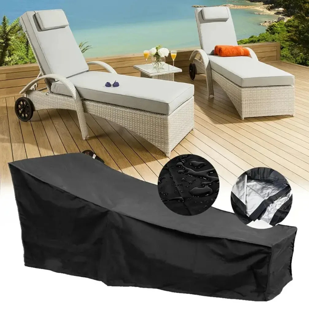 Outdoor Sun Lounge Chair Cover Waterproof Windproof Dustproof Heavy Duty UV Resistant Patio Furniture Protector for Garden Decor