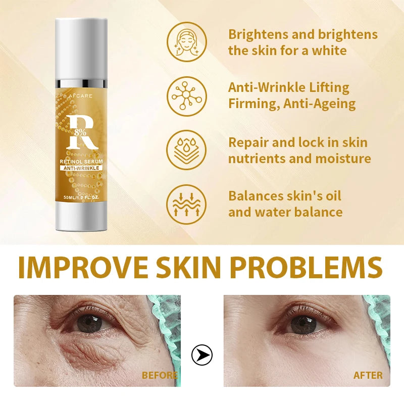 Wrinkle Removal Retinol Serum  Facial Serum Rejuvenation Lift Firming Anti-aging Whitening Invisible Pores Beauty Skin Care