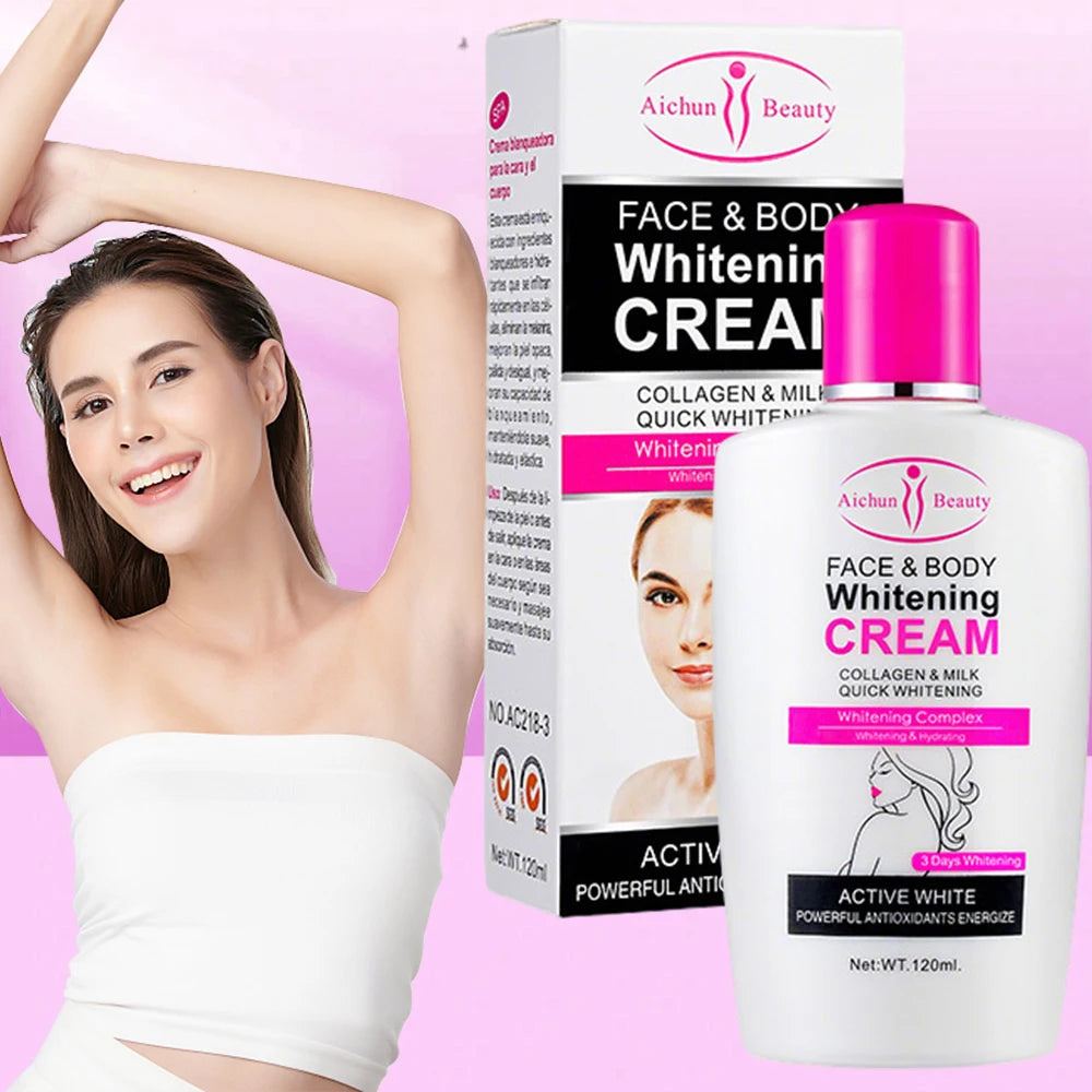 Collagen Milk Body Face Whitening Cream Dark Skin Bleaching Skin Care Body Leg Arm Lightening Smooth Moisturizing Body Lotion