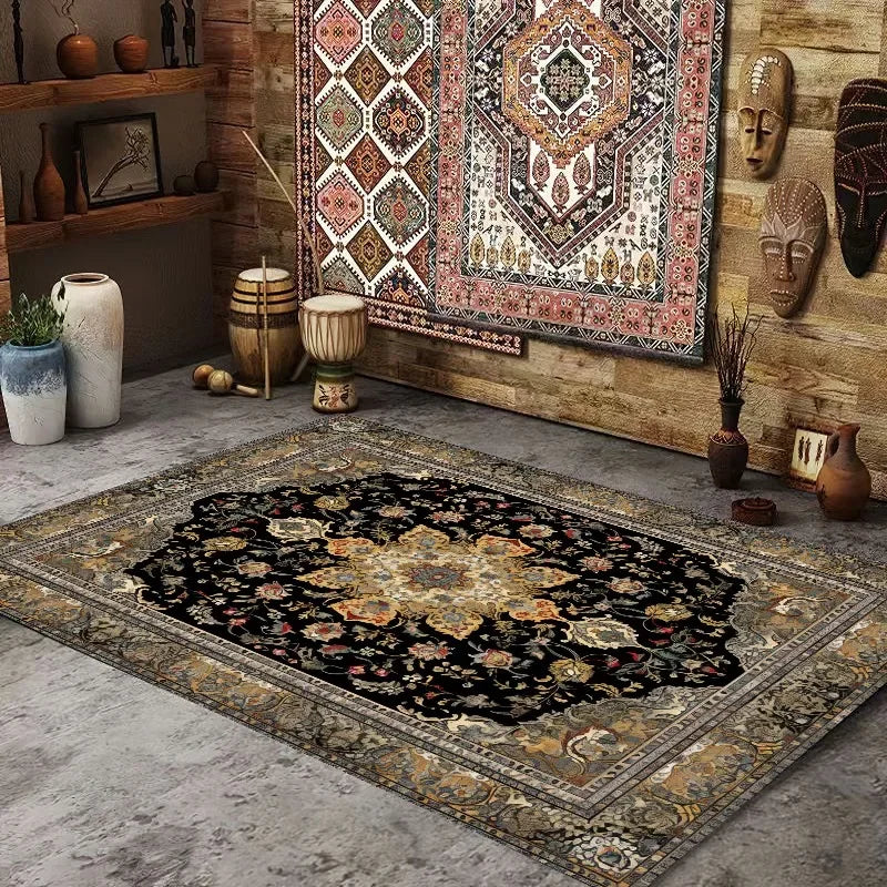 Persian American Retro Carpet Large Area Living Room Decoration Home Ethnic Style Bedroom Rug Cloakroom Lounge Soft Mat Washable