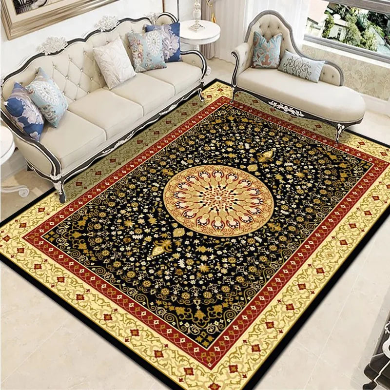 VIKAMA Bohemian Vintage Crystal Flocking Carpet Large Area Living Room Mat Bedroom Office Prayer Rug Muslim Prayer Home Decor