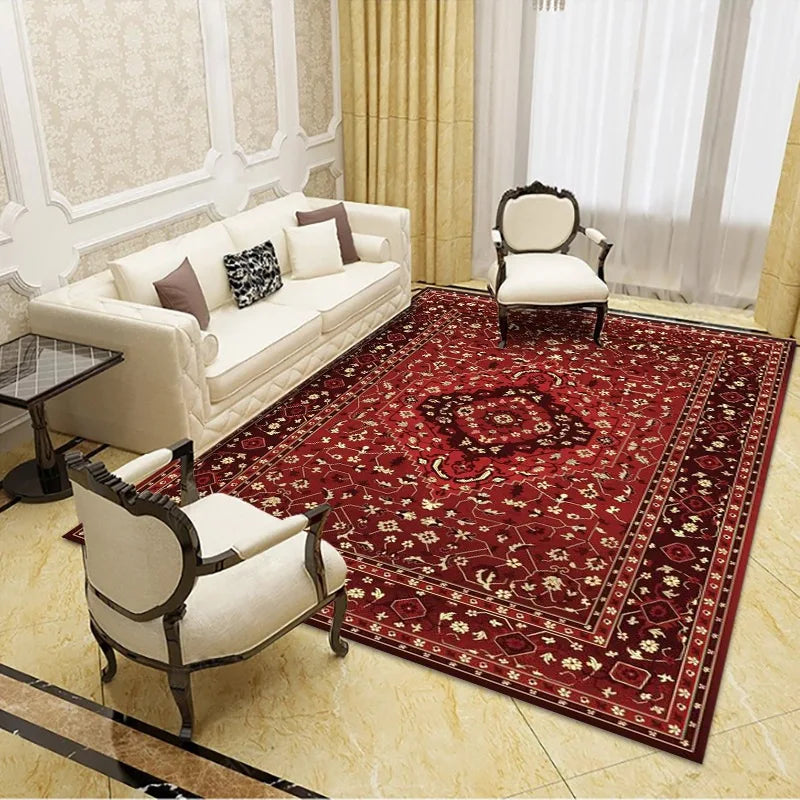 VIKAMA Bohemian Vintage Crystal Flocking Carpet Large Area Living Room Mat Bedroom Office Prayer Rug Muslim Prayer Home Decor