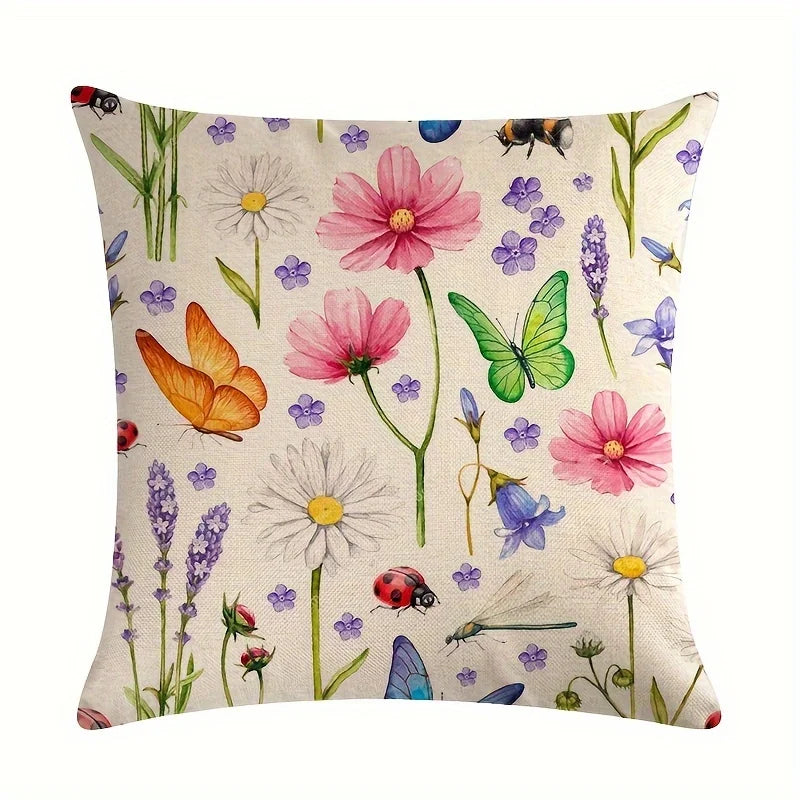 Outdoor Patio Throw Pillow Covers Summer Spring Garden Flowers Farmhouse Décor Outside Furniture Swing  Decorative Cushion Cases